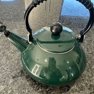 Elegant Green Teapot with Black Handle. New. Gorgeous design